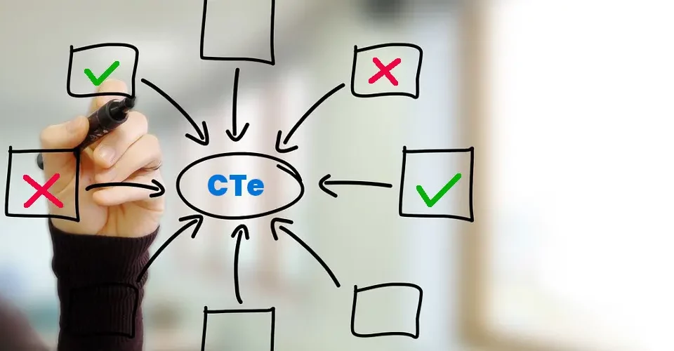 Mudança na emissão CTe: um quadro com esquema sobre mudanças